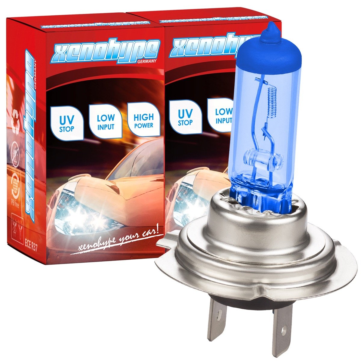 XENOHYPE 2x H7 Xenon Look Ultra Halogenlampe 12V 55 Watt PX26d von XENOHYPE