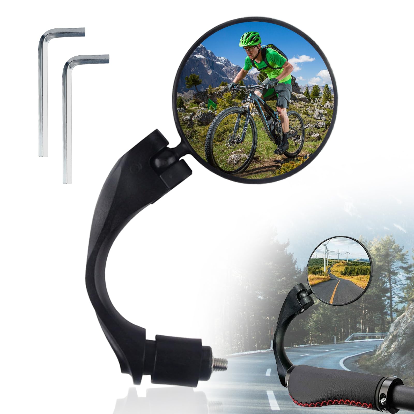 Fahrradspiegel, 360° Verstellbarer Fahrrad Spiegel, HD Klappbar Fahrrad Rückspiegel, 16-22mm Links Rechts Universal für Fahrrad von xiaoxiaozhijia