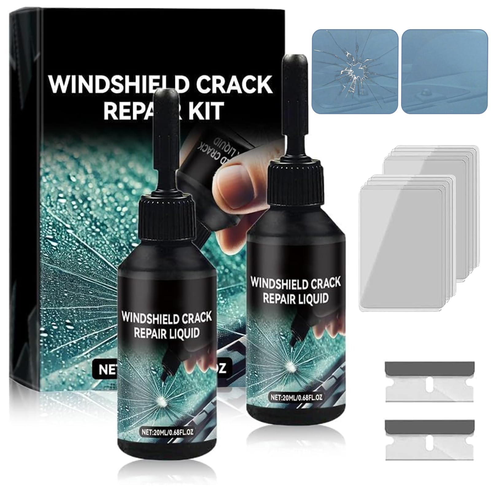 xinrongda 2 Stück Steinschlag Reparaturset Windschutzscheibe, Windshield Crack Repair Formula, Windschutzscheibe Reparaturset, Glas Reparatur Set Zur Reparatur Langer Rissen, Löchern, Rissen xinrongda 2 Stück Steinschlag Reparaturset Windschutzscheibe, Windshield Crack Repair Formula, Windschutzscheibe Reparaturset, Glas Reparatur Set Zur Reparatur Langer Rissen, Löchern, Rissen von xinrongda