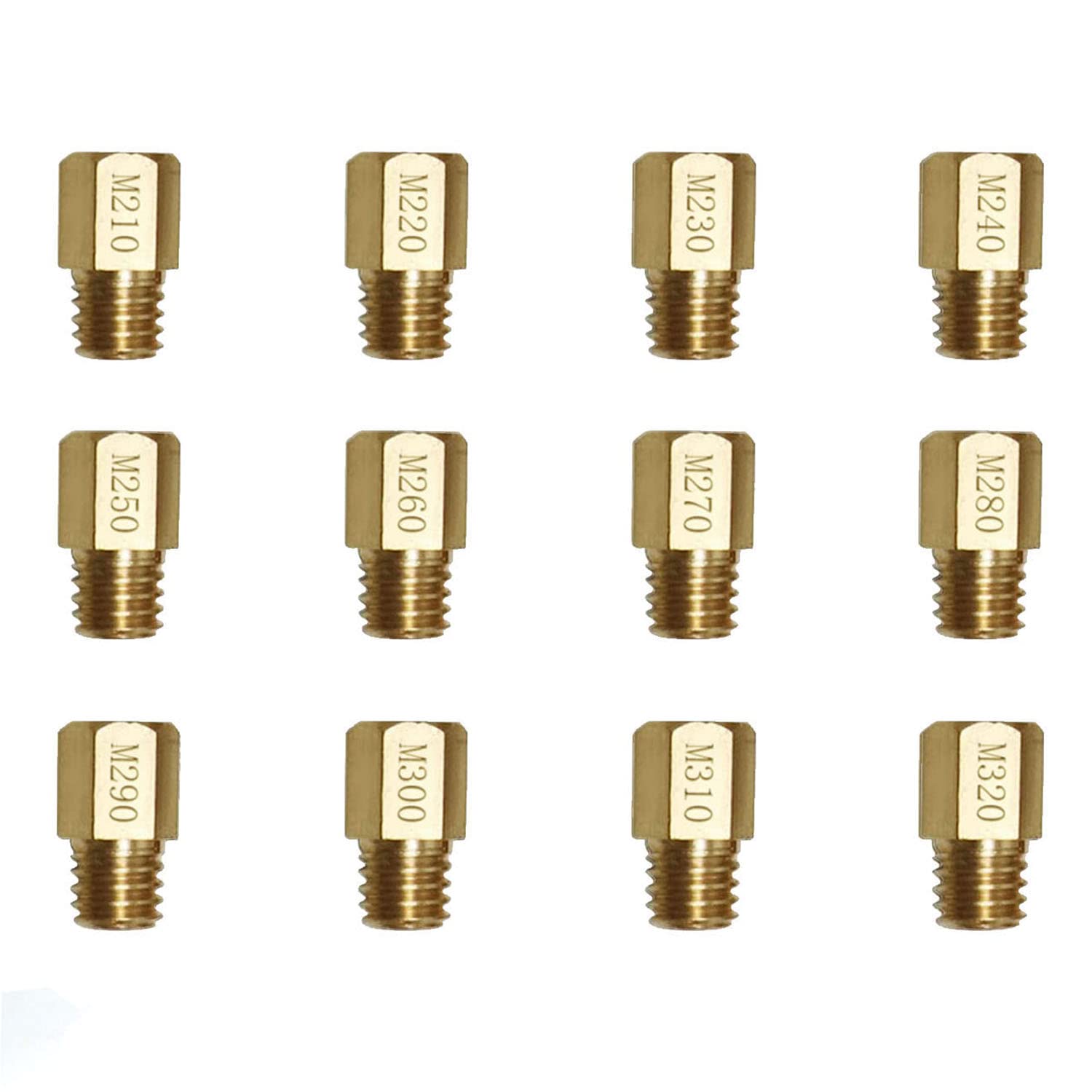 Vergaser Düsen Set, Hauptdüsenset 12 Stück, Düsenset Feinabstimmung Vergaserdüsen Satz Hauptdüsen, 210,220,230,240,250,260,270,280,290,300,310,320 für Roller Motorrad Schaltmoped Vergaserdüsen Satz Vergaser Düsen Set, Hauptdüsenset 12 Stück, Düsenset Feinabstimmung Vergaserdüsen Satz Hauptdüsen, 210,220,230,240,250,260,270,280,290,300,310,320 für Roller Motorrad Schaltmoped Vergaserdüsen Satz von xnyker