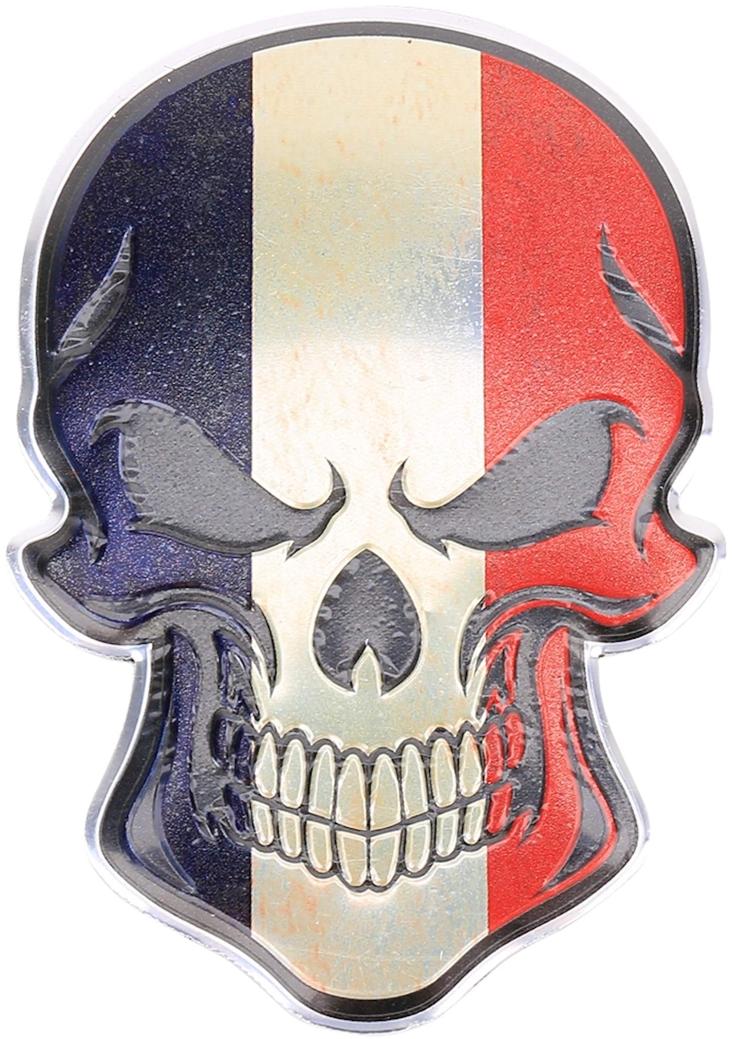 3D Metall Skull Totenkopf Sticker Logo Emblem Badge Auto Aufkleber Frankreich France von XTRAFAST