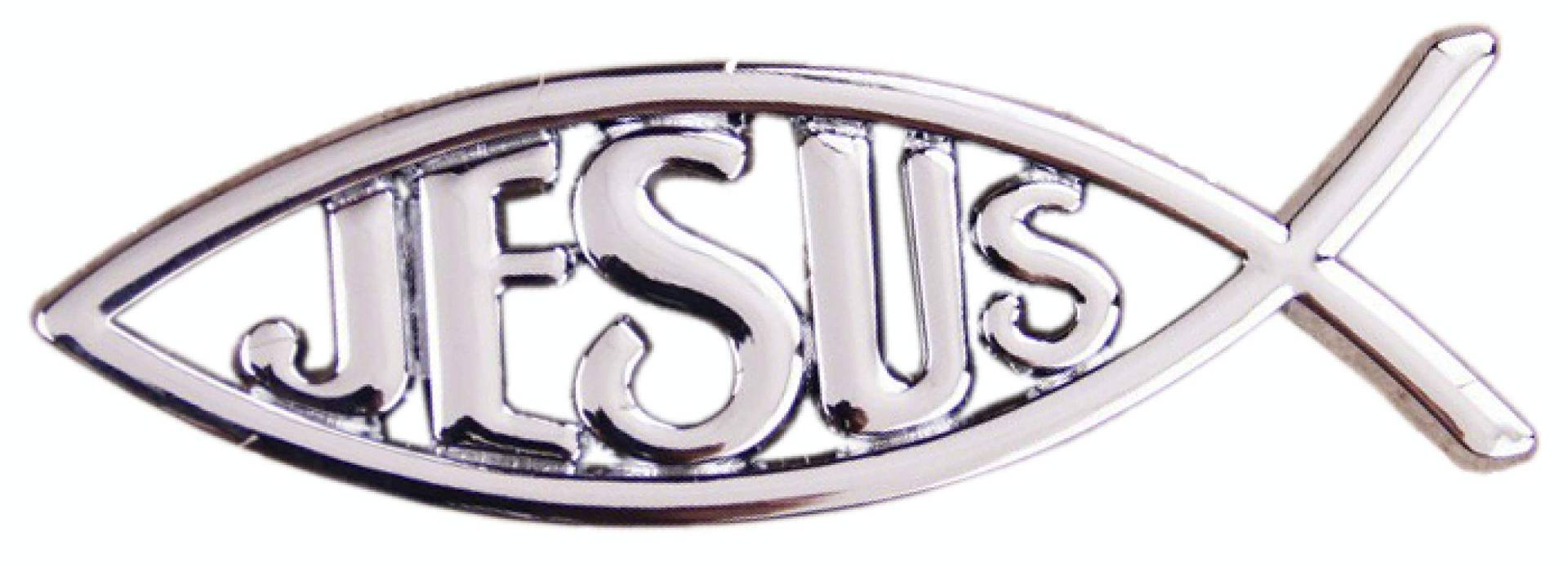 Auto Aufkleber Sticker Silber Chrom 3D JESUS Christus Fisch ICHTHY Motorrad Logo von XTRAFAST