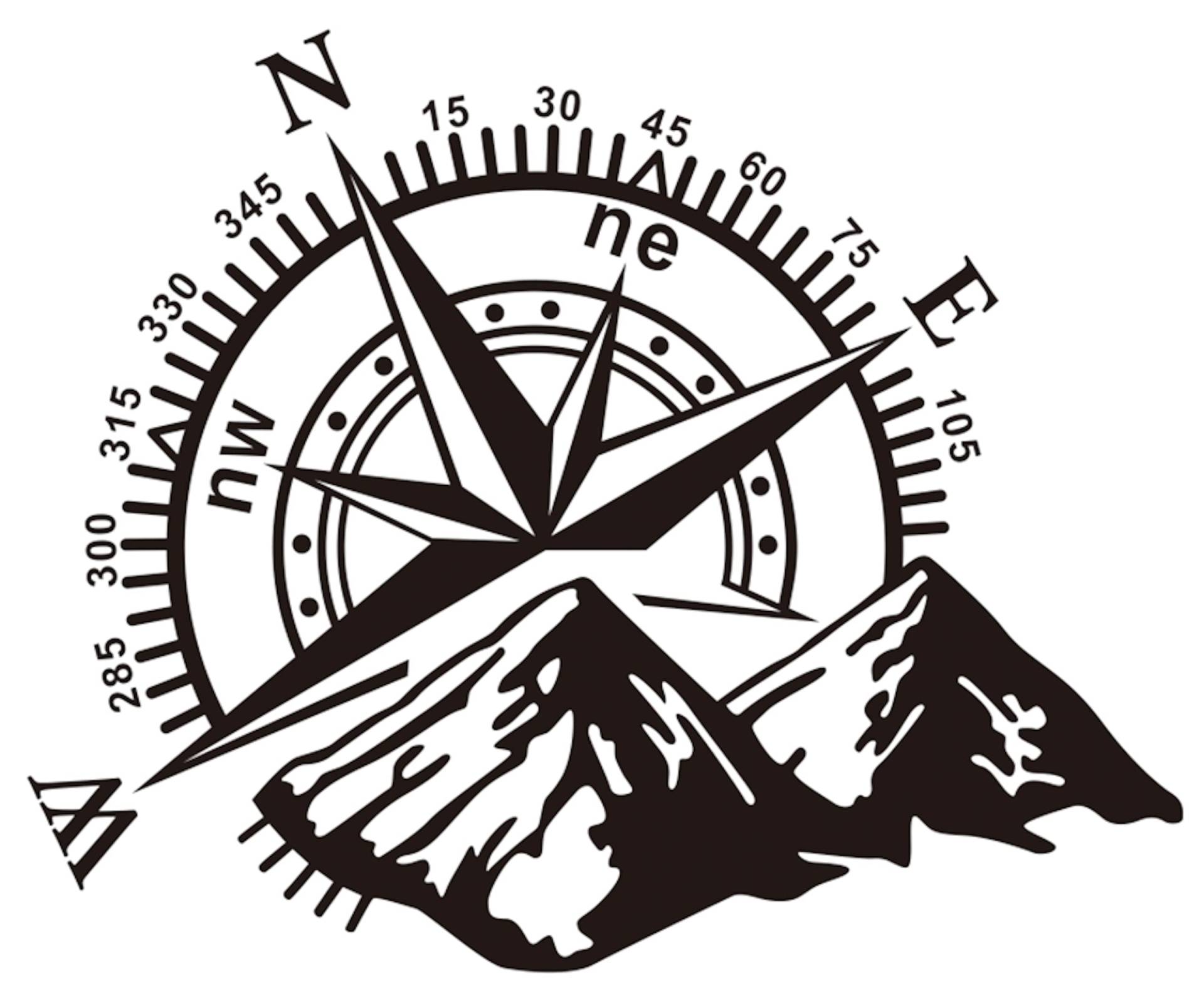 Berge Kompass Navigation Aufkleber Sticker Auto Offroad Abenteuer Reisen Wandern Alpen XXL schwarz von XTRAFAST