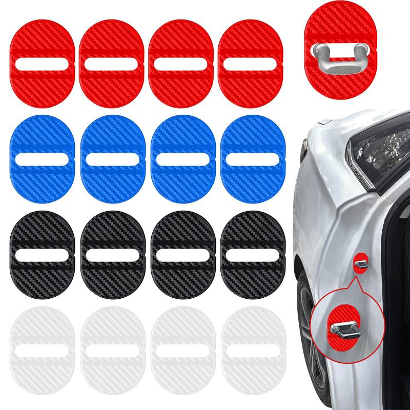 16 Stück Schutz für Türverriegelung, Türschloss Abdeckung Protector, Wasserdicht Anti-Rost Auto Türkantenschoner Abdeckung, Universeller Auto-Innenraum Autozubehör(Schwarz, Weiß, Blau, Rot) von xyuayamz