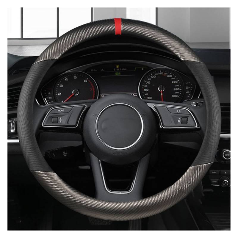 Auto Lenkradbezug Für Audi A1 A3 A4 A5 A6 A7 A8 Q2 Q3 Q5 Q7 Q8 S4 S3 S5 S6 S8 RS6 RS4 Carbon Leder Auto Lenkradbezug 38cm Lenkrad Abdeckung (Farbe : Grey O Shape) von yantutu