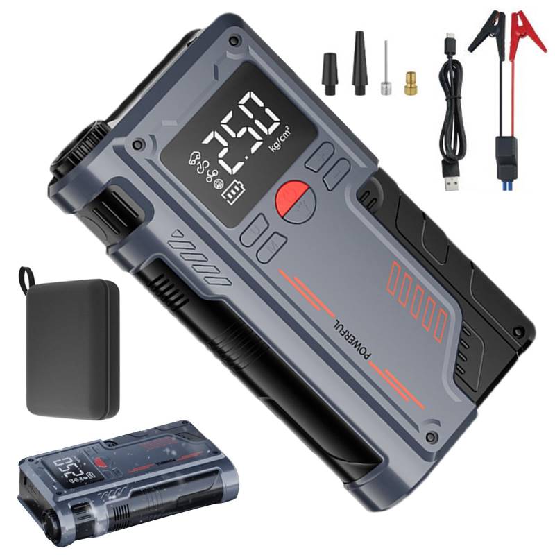 Autobatterie Starter - Kompakte Auto Starthilfe, Tragbare Autobatterie Booster | Jump Pack Power Bank Ladegerät, Hochleistungs-Luftkompressor Jump Box Multifunktions Batterie Backup von ycezw