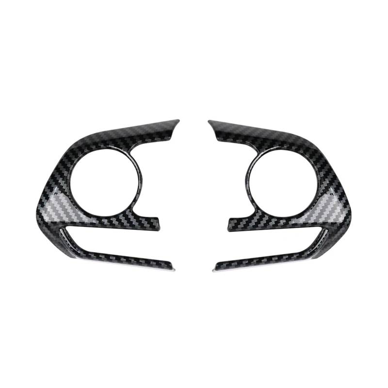 yhyttr 2 STÜCKE Auto-Lenkrad-Tastenfeldabdeckung, passend for Toyota, RAV4 Corolla E210 2019-2022 RAV 4 XA50 Zubehöraufkleber Lenkrad-Akzentaufkleber(Carbon fiber) von yhyttr