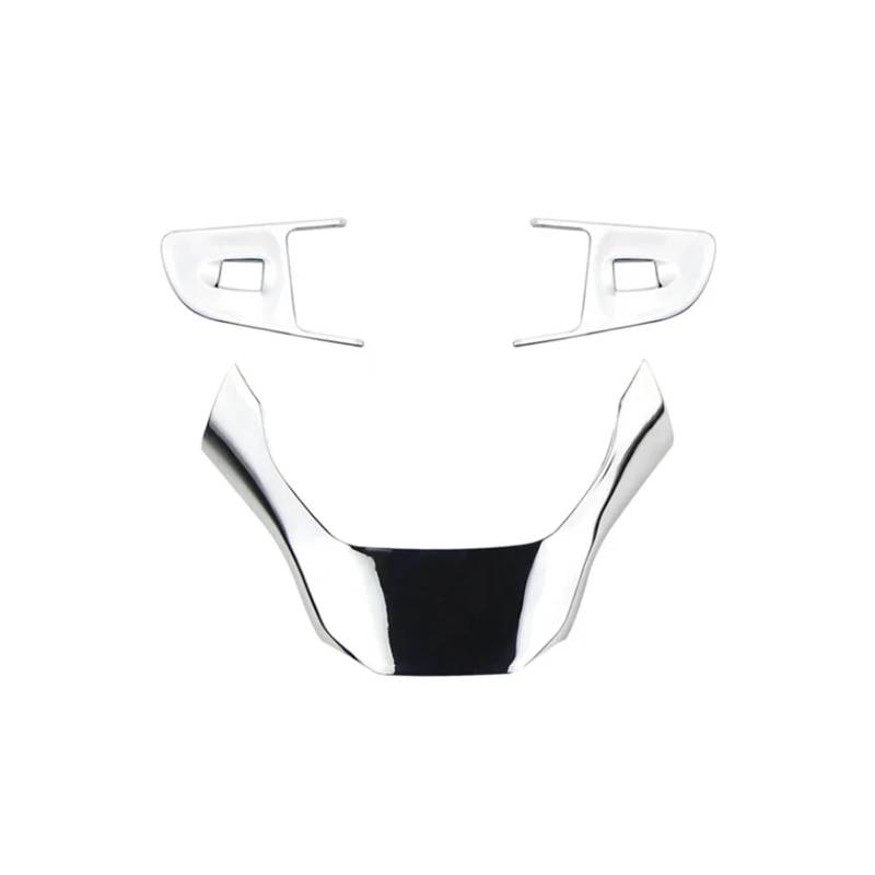 yhyttr 3-teiliges/Set Auto-Lenkradverkleidung, passend for Peugeot, 408 2014–2019, Mittelkonsolen-Styling, Autozubehör Lenkrad-Akzentaufkleber(ABS silver) von yhyttr