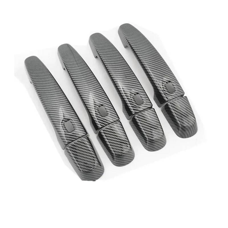 yhyttr Aufkleber for Autotürgriffabdeckung, passend for Chevrolet, Malibu 2016–2023, Kohlefaser-Chrom-Styling-Zubehör Dekorativer Aufkleber für Türgriffabdeckungen(Carbon 4 buttons) von yhyttr