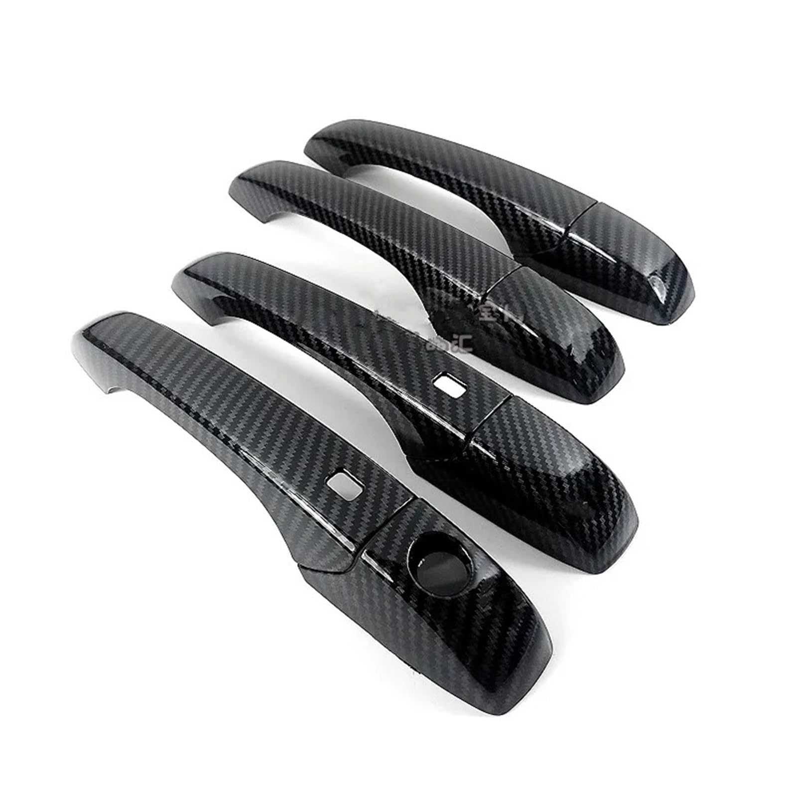 yhyttr Aufkleber for Autotürgriffabdeckung, passend for Chrysler, 300 300C 2005–2010, Kohlefaser-Chrom-Autozubehör Dekorativer Aufkleber für Türgriffabdeckungen(Black 2 buttons) von yhyttr