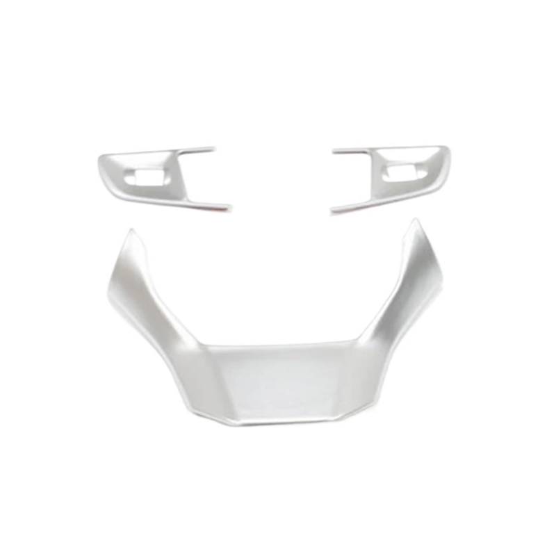yhyttr Auto-Lenkradabdeckungsverkleidungen, passend for Peugeot, 408 2014-2019, Knopfrahmen-Zubehör, Auto-Styling Lenkrad-Akzentaufkleber(Silver 3 pcs) von yhyttr