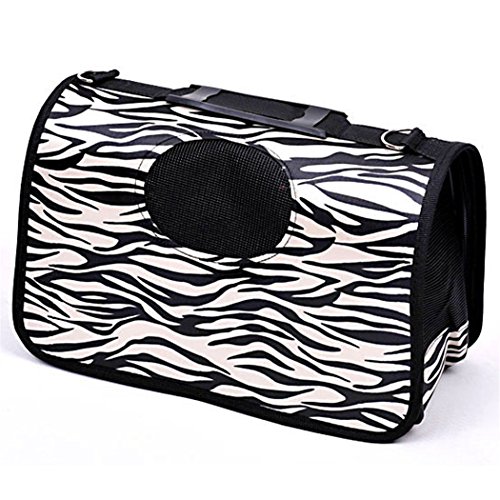 Yihya Portabel Atmungsaktiv Haustier Pet Carrier Bag Puppy Hund Katze Handtasche Tragetasche Weich Kennel Haus Tote Crate Käfig Carry Tasche für Outdoor Reisen und Urlaub mit Pet im Zug Transport Größe M: 40*21*27cm / Zebra Band - Stil 4 von yihengya