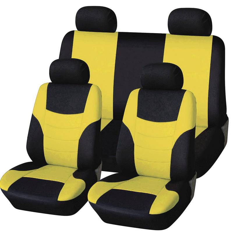 yinjieEUR Autositzbezüge für Dodge Charger LD 2005-2011,Komplettset Sitzbezüge aus Stoff,Atmungsaktive rutschfeste Auto-Schoner,Schutzbezüge für Vordersitze,D-Yellow von yinjieEUR