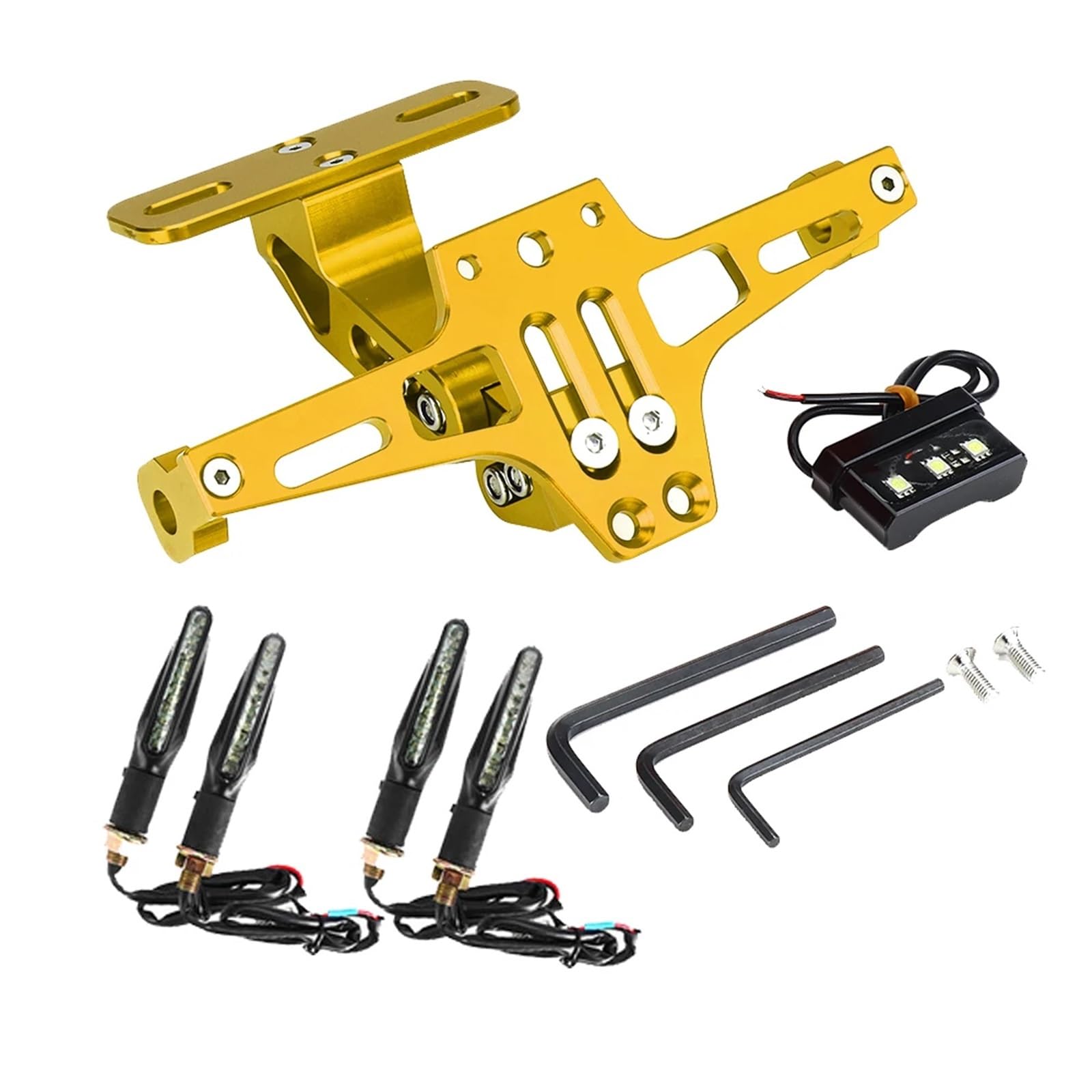 Kennzeichenhalter Motorrad Kompatibel Mit Ducati Für 888 Für 849 Für 851 Für 749 Für 898 Für 1198 Motorrad-Rücklichthalter, Heckkotflügel-Eliminierungssatz, Halterungsmontage(Yellow with 4 lights) von yoneleu