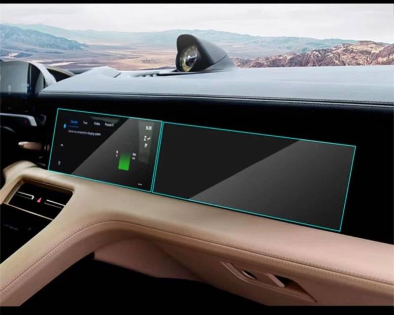 yoneleu Auto-Displayschutz Kompatibel Mit Porsche Für Taycan 2020 2021 2022 Auto-GPS-Navigation Und Armaturenbrett-Displayschutzfolie Aus Gehärtetem Glas(2pcs) von yoneleu