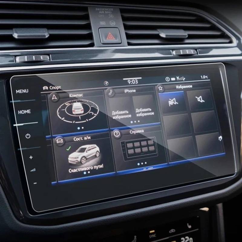 yoneleu Auto-Displayschutz Kompatibel mit VW für Tiguan für Allspace 2021 2022 9,2 Zoll Auto-GPS-Navigations-Armaturenbrett Displayschutzfolie aus gehärtetem Glas(GPS) von yoneleu