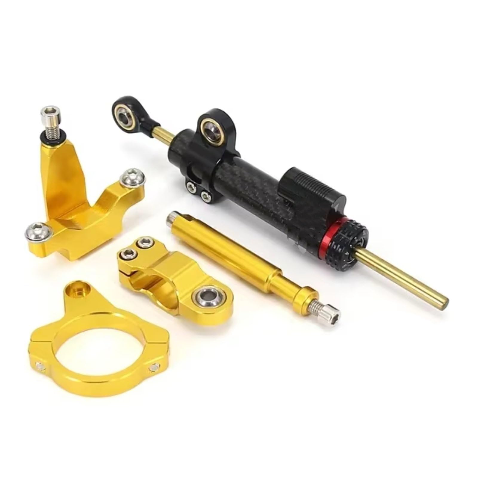 yoneleu Lenkungsdämpfer Motorr Kompatibel Mit Yamaha Für YZFR7 2021 2022 2023 Motorrad Lenkungsdämpfer Stabilisator Universal Linear Stoßdämpfer Einstellbare Teile(Black-Yellow) von yoneleu