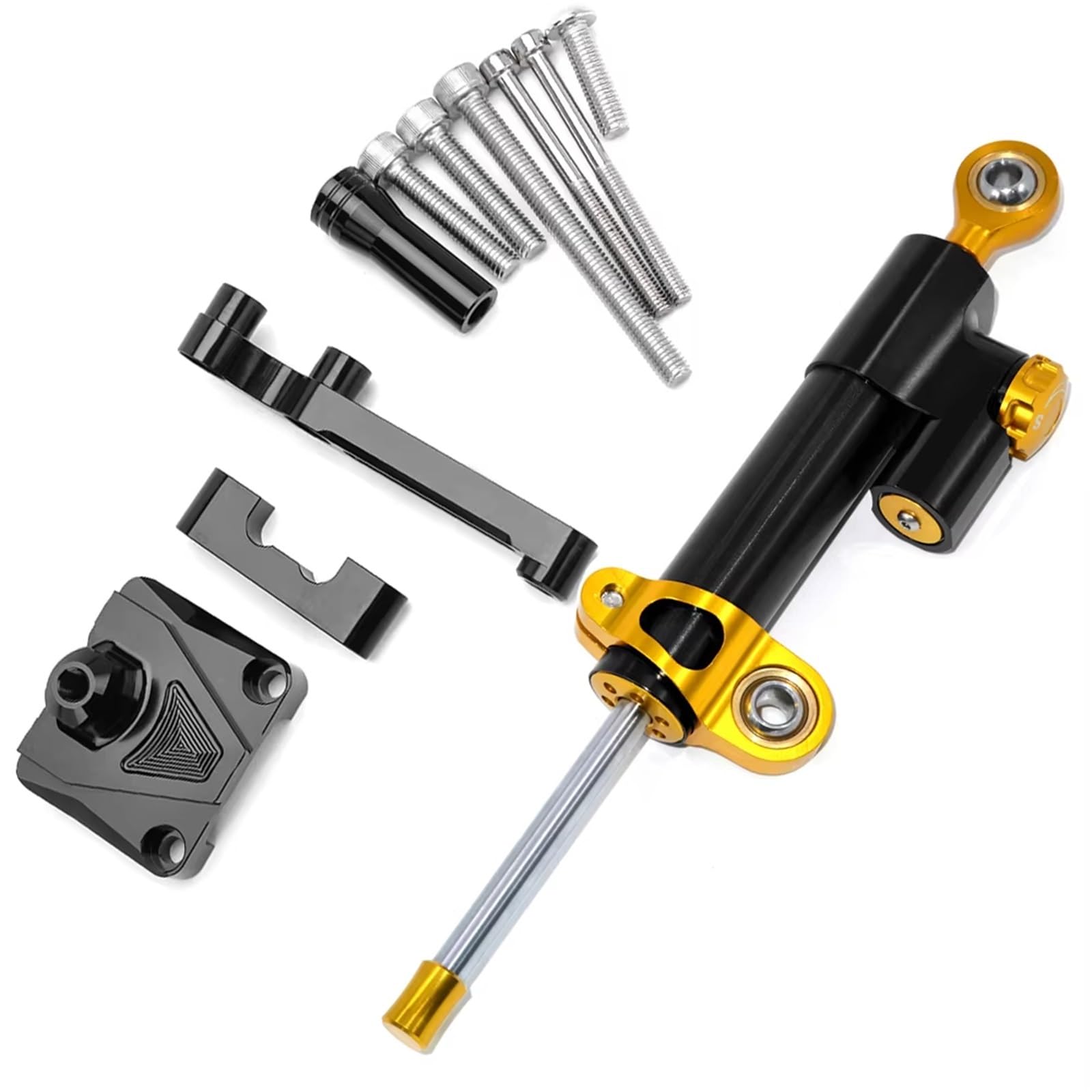 yoneleu Lenkungsdämpfer Motorr Kompatibel mit für Ninja für 250R 2008 2009 2010 2011 2012 Motorrad-Stoßdämpfer Lenkstabilitätskontrolle Montagehalterung(NO.2) von yoneleu