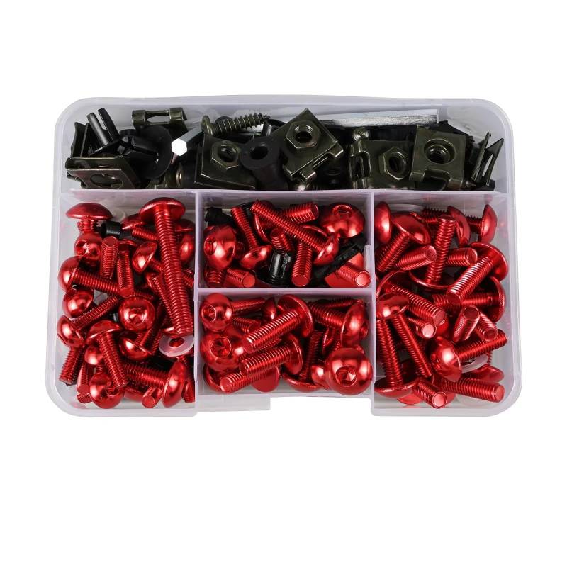 yoneleu Motorrad Bolzen Kompatibel Mit NC700S 2013, Für NC700X 2012 2013 2014, Für VFR750R RC30 1990 Motorrad-Verkleidungsschrauben-Set Karosserie-Schraube Windschutzscheiben-Schrauben-Set(Red) von yoneleu