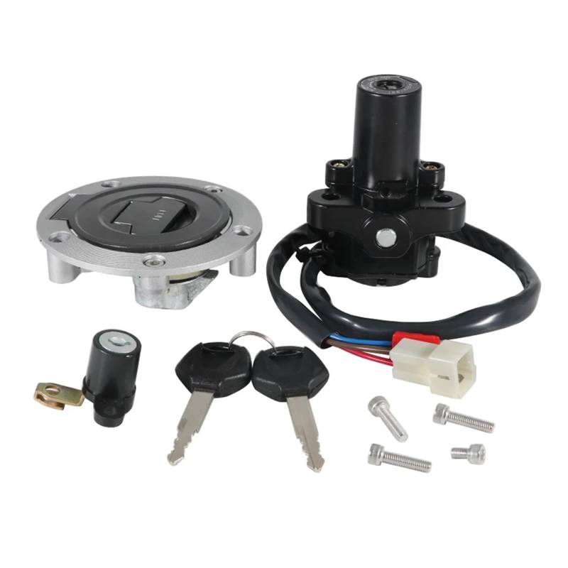 yoneleu Motorradschloss Zündschloss Kompatibel Mit Für MT-03 2006 2007 2008 2009 2012 2012 2012 Motorrad Zündschalter Schalter Abdeckungskappe Tasten Lock Draht Socket Schlüsselbaugruppe von yoneleu