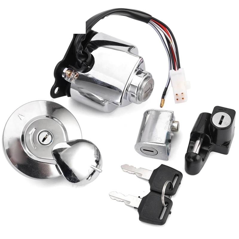 yoneleu Motorradschloss Zündschloss Kompatibel Mit Shadow400 2000 2001 2002 Motorradzündungsschalter Kit Assembly Gaskappenschlüsselabdeckungsschloss -Abdeckschalter Zubehör von yoneleu