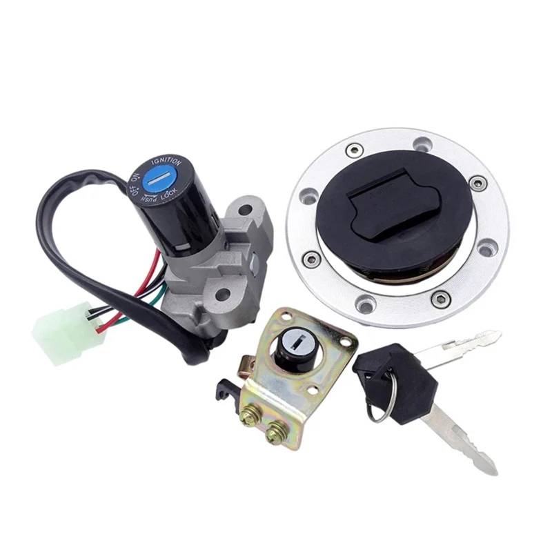 yoneleu Motorradschloss Zündschloss Kompatibel Mit Suzuki Für GSXR1000 GS500 2001 2002 Motorrad-Zündgerät-Schalter-Sperr-Kit Tankdeckel-Abdeckung Schlüsselschloss-Zubehör-Abdeckung von yoneleu