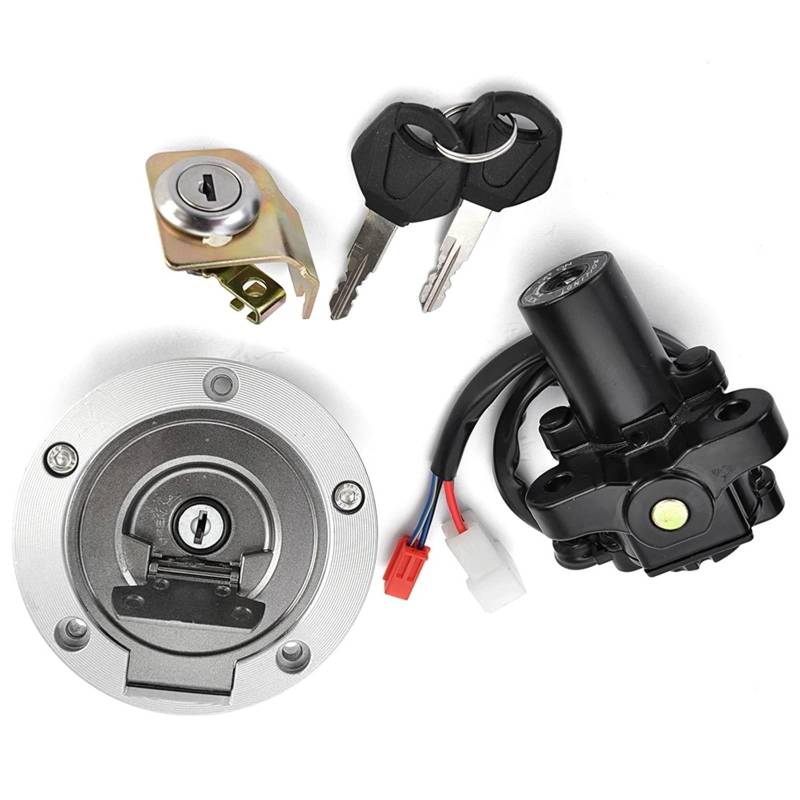 yoneleu Motorradschloss Zündschloss Kompatibel Mit YZF Für R6 2006 2007 2008 2009 2010 2011 2012 2013 2014 2015 2016 Motorrad-Zündschalter-Set, Tankdeckel-Abdeckung, Sperrschlüssel-Set von yoneleu