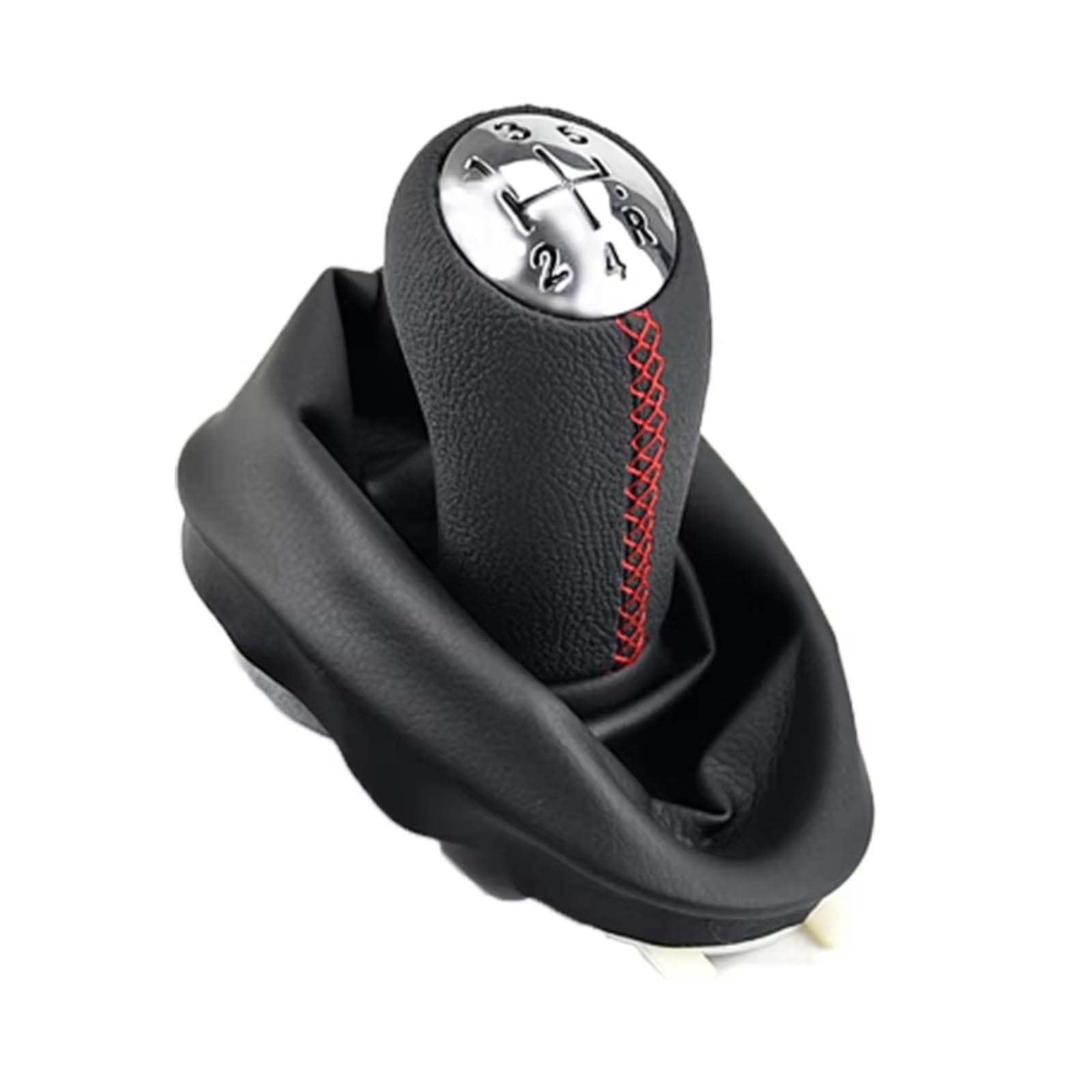 yongewu Schaltknauf Gang Kompatibel mit Megane II 2002-2009, Scenic II 2003-2006, 5-Gang-Leder-Schaltknauf, Schalthebelmanschette, Innenausstattung(Red) von yongewu