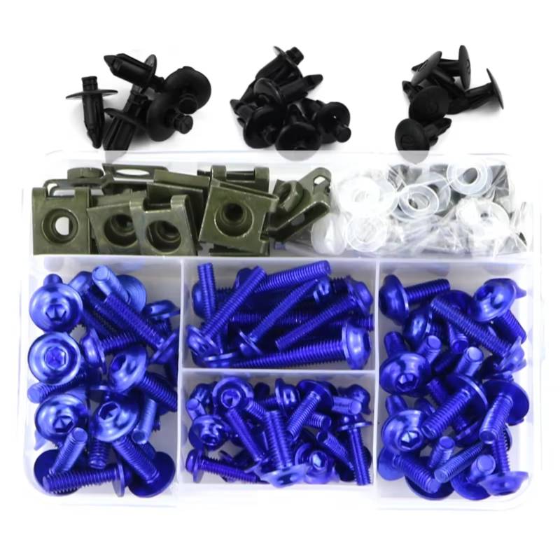 yongewu Schrauben Motorrad Kompatibel Mit CB250F Für CB300F Für CB400 Motorradzubehörverkleidungsschrauben Bolzenkit Fastener Clips Karosserieschrauben(Blue) von yongewu