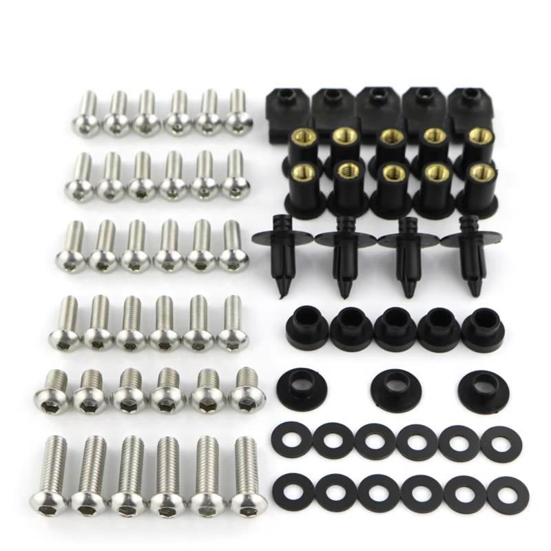 yongewu Schrauben Motorrad Kompatibel Mit Für ZX12R 2000 2001 2002 2003 2004 2005. Motorrad-Vollverkleidungsschrauben-Set, Clips, Muttern, Karosserieschraube(Silver) von yongewu