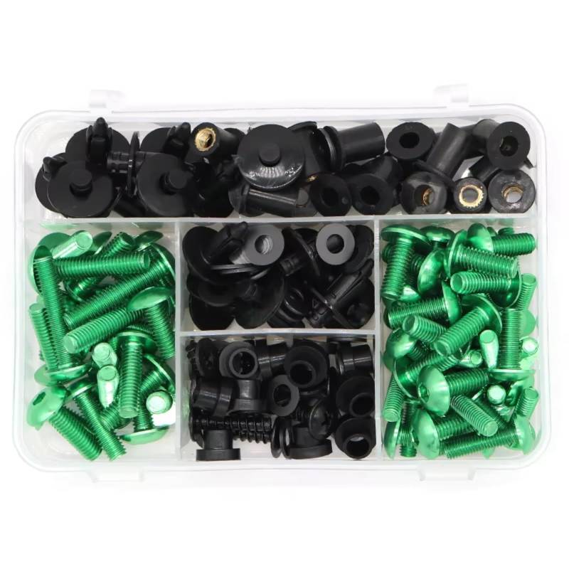 yongewu Schrauben Motorrad Kompatibel Mit Für ZX7R 1996–2003 Für ZX9R 1994–2003 Für ZX6R 1993–2019 Motorradschrauben Verkleidungsschrauben-Kit Clips Windschutzscheibenschrauben Muttern(Green) von yongewu