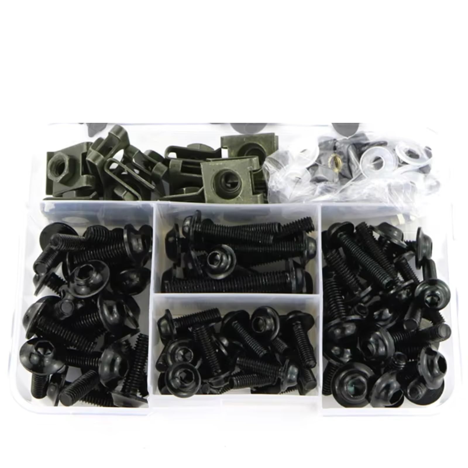 yongewu Schrauben Motorrad Kompatibel Mit MT-07 Für FZ-07 Für MT-09 Motorrad Verkleidung Windschutzscheibe Schrauben Schrauben Kit Mutter Clips Schrauben Und Muttern Set(Black) von yongewu