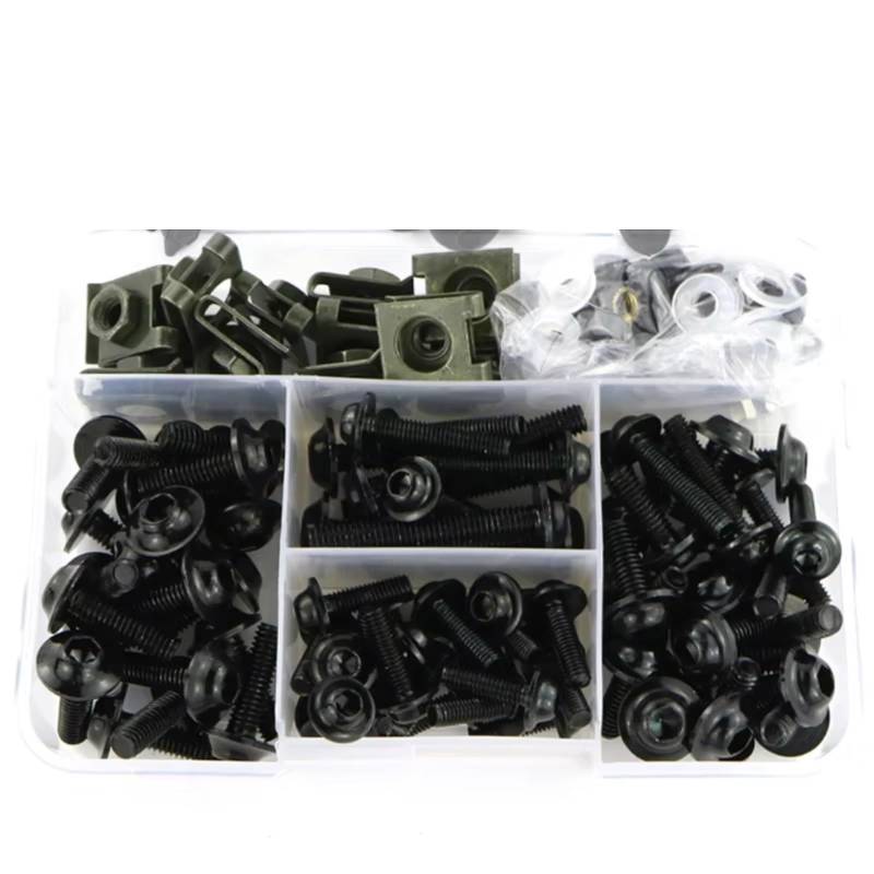 yongewu Schrauben Motorrad Kompatibel Mit MT-07 Für FZ-07 Für MT-09 Motorrad Verkleidung Windschutzscheibe Schrauben Schrauben Kit Mutter Clips Schrauben Und Muttern Set(Black) von yongewu