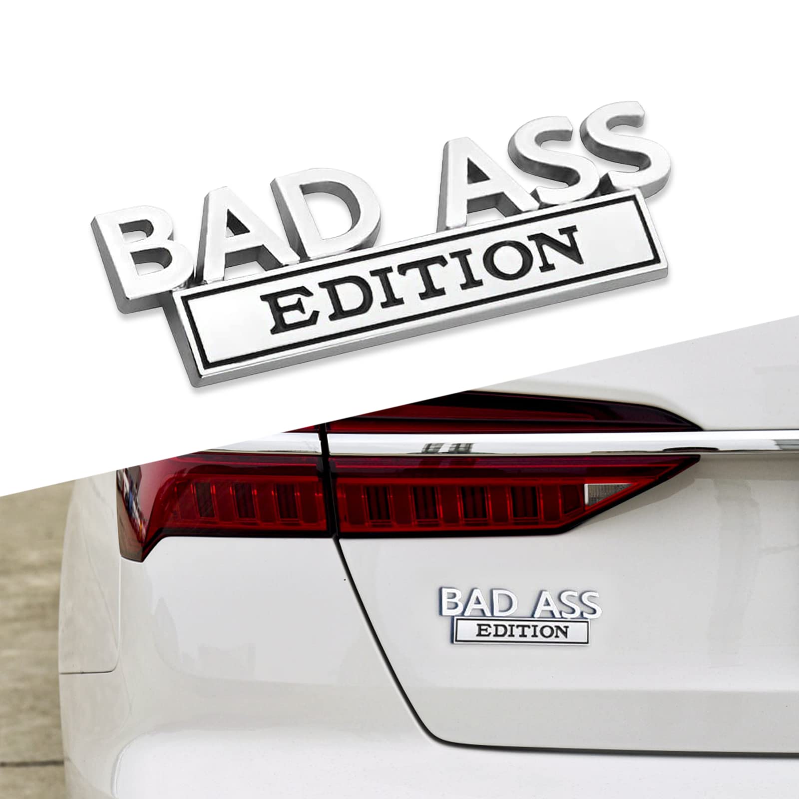 1 x Auto-Modifikationsetikett, 3D-Kotflügel-Abzeichen, Auto-Aufkleber, Bad Ass Fender Tag, Metall-Edition, Karosserie-Aufkleber, passend für Auto-Seite, Heckhaube, Kofferraum, Tür, Kotflügel, 1 x Auto-Modifikationsetikett, 3D-Kotflügel-Abzeichen, Auto-Aufkleber, Bad Ass Fender Tag, Metall-Edition, Karosserie-Aufkleber, passend für Auto-Seite, Heckhaube, Kofferraum, Tür, Kotflügel, von yonwait