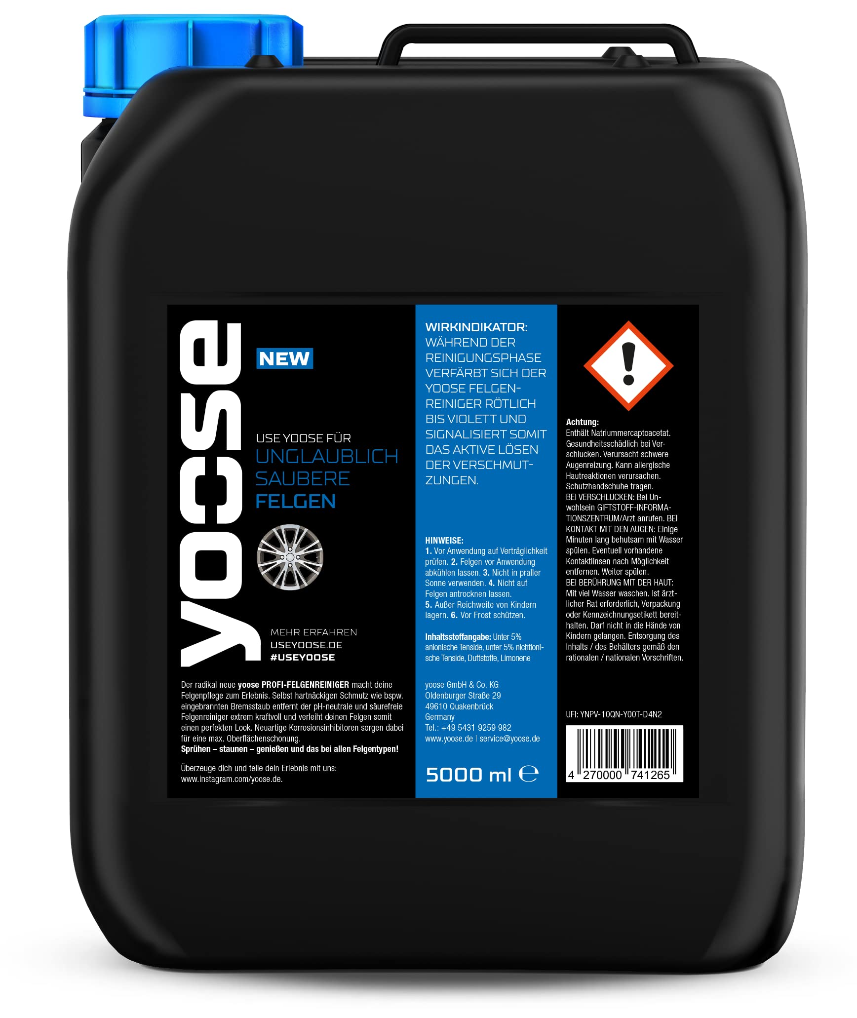 yoose Premium Felgenreiniger pH-neutral säurefrei Professionelle Felgenpflege für Alu- und Stahlfelgen 1x 5 Liter Kanister yoose Premium Felgenreiniger pH-neutral säurefrei Professionelle Felgenpflege für Alu- und Stahlfelgen 1x 5 Liter Kanister von yoose
