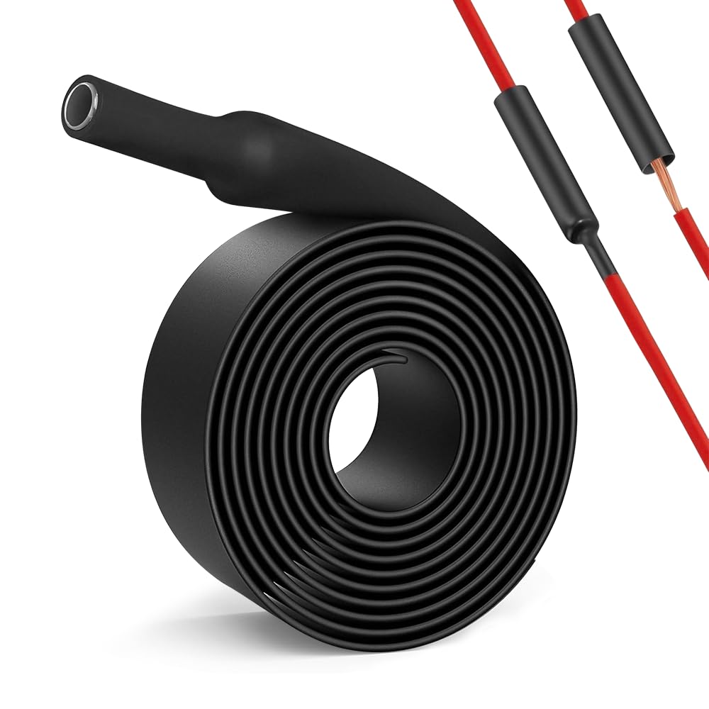 yotutun 2m Schrumpfschlauch 4:1, Ø12mm Schrumpfschläuche mit Kleber Schrumpfschlauch Wasserdicht Heat Shrink Tube für Kabelisolierung, Markierung, Kabelbündelung, Reparaturen, Schwarz von yotutun