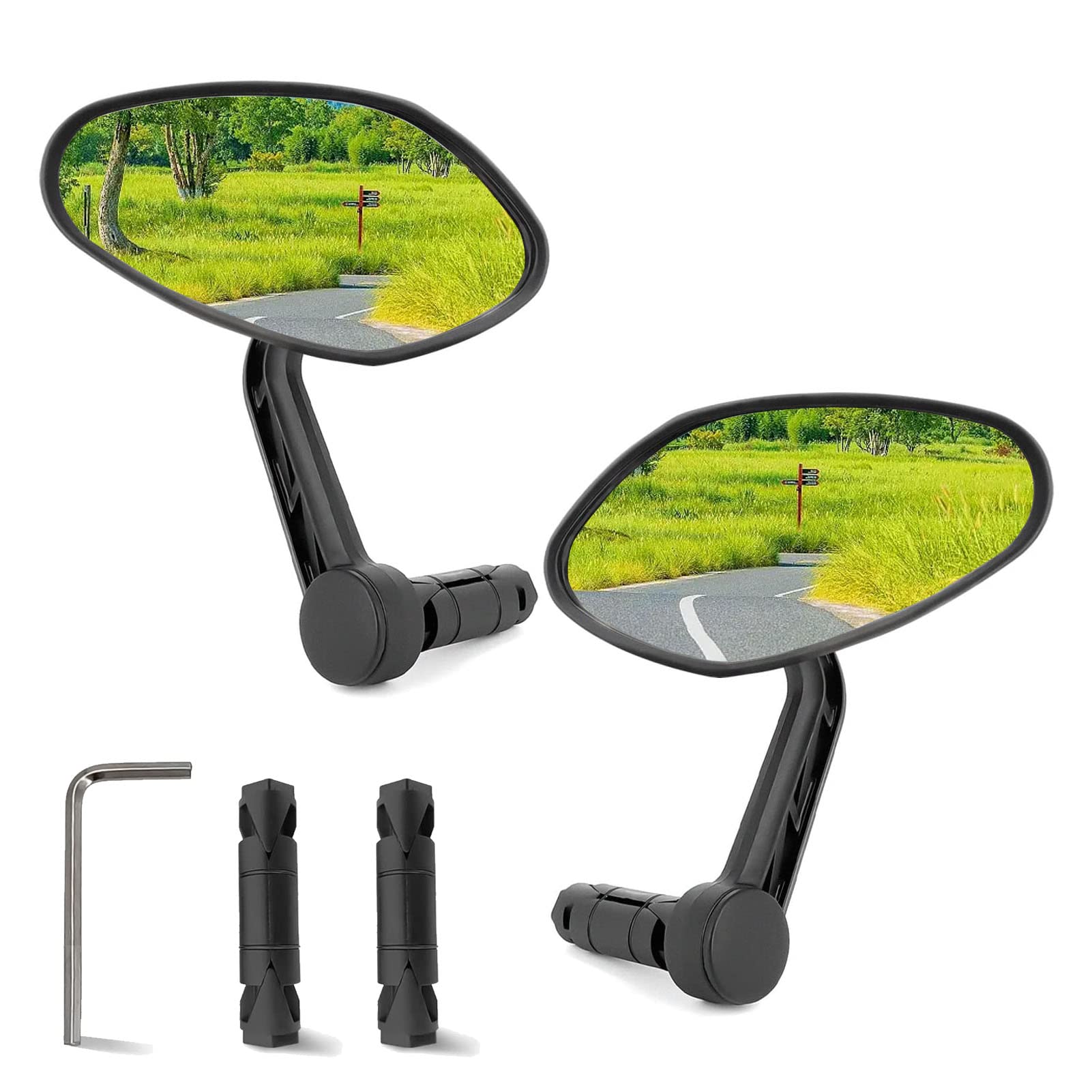 youjia Fahrradspiegel HD Extra Große Spiegelfläche 360° Drehbar & Klappbar Oval Rückspiegel Universal Fahrrad Spiegel Fahrradrückspiegel für Lenker 15-20mm (Links + Rechts) von youjia