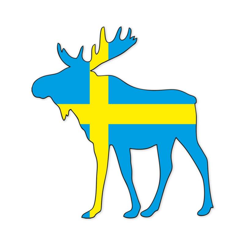 Auto-Aufkleber Elch I 120 x 126 mm I blau und gelb I Wohnmobil-Sticker I Skandinavien I Schweden Flagge I Natur I Heckscheibenaufkleber I kfz_697 von younikat