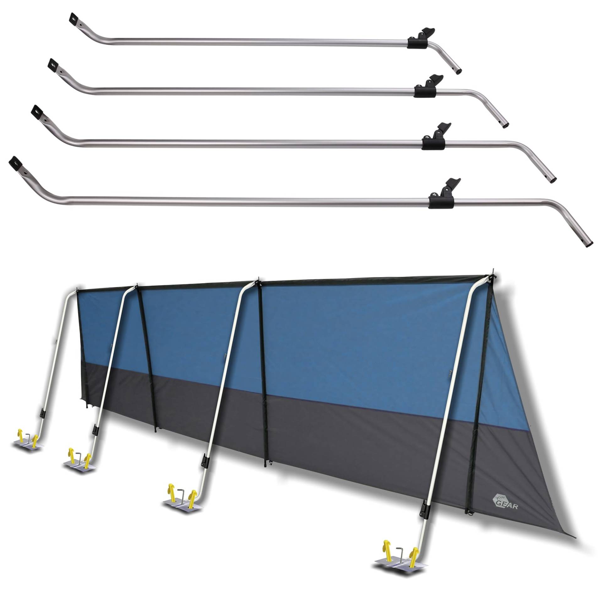 your GEAR Pole Set Windbreak - Aluminum Stangen für Sicht- und Windschutz, teleskopierbar, 100-180 cm von your GEAR