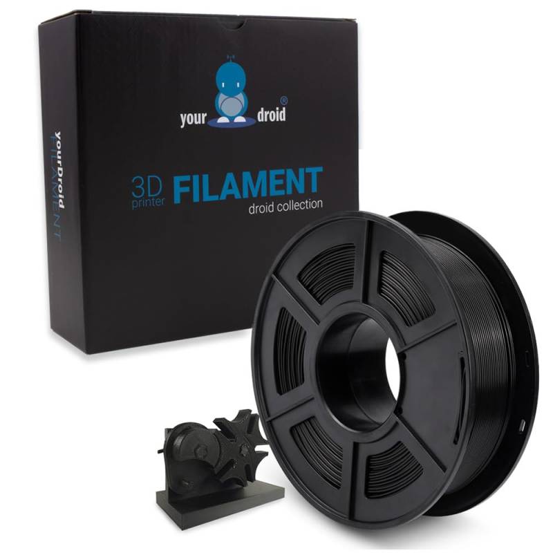 yourDroid PLA+ Filament Schwarz 1.75mm 1kg 3D-Drucker Alternative zu ABS von your droid