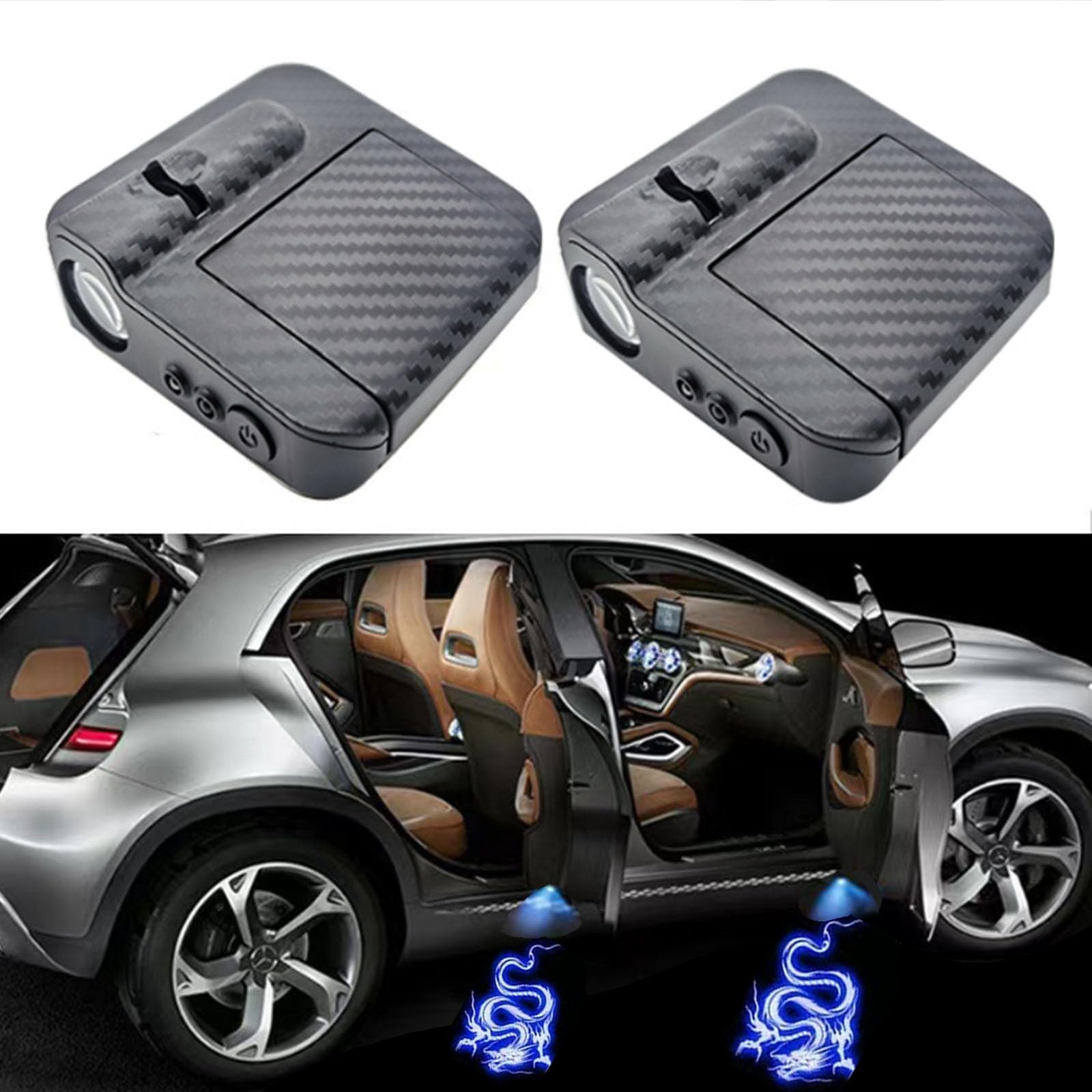 yufana 2 Stücke Autotür Willkommenslicht, Auto tür LED Logo Projektor Licht, LED Türprojektoren, Welcome Light (Schwarz335) von yufana