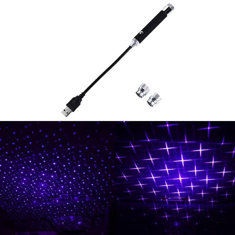 Yufana Innen Atmosphäre Licht, USB Nachtlicht Bunt, Mini Auto Decke Starlight, LED-Atmosphäre-Lichter, Innen Lampe, Geeignet für Die Partybar im Auto zu Hause (Lila Blaues Licht) von yufana