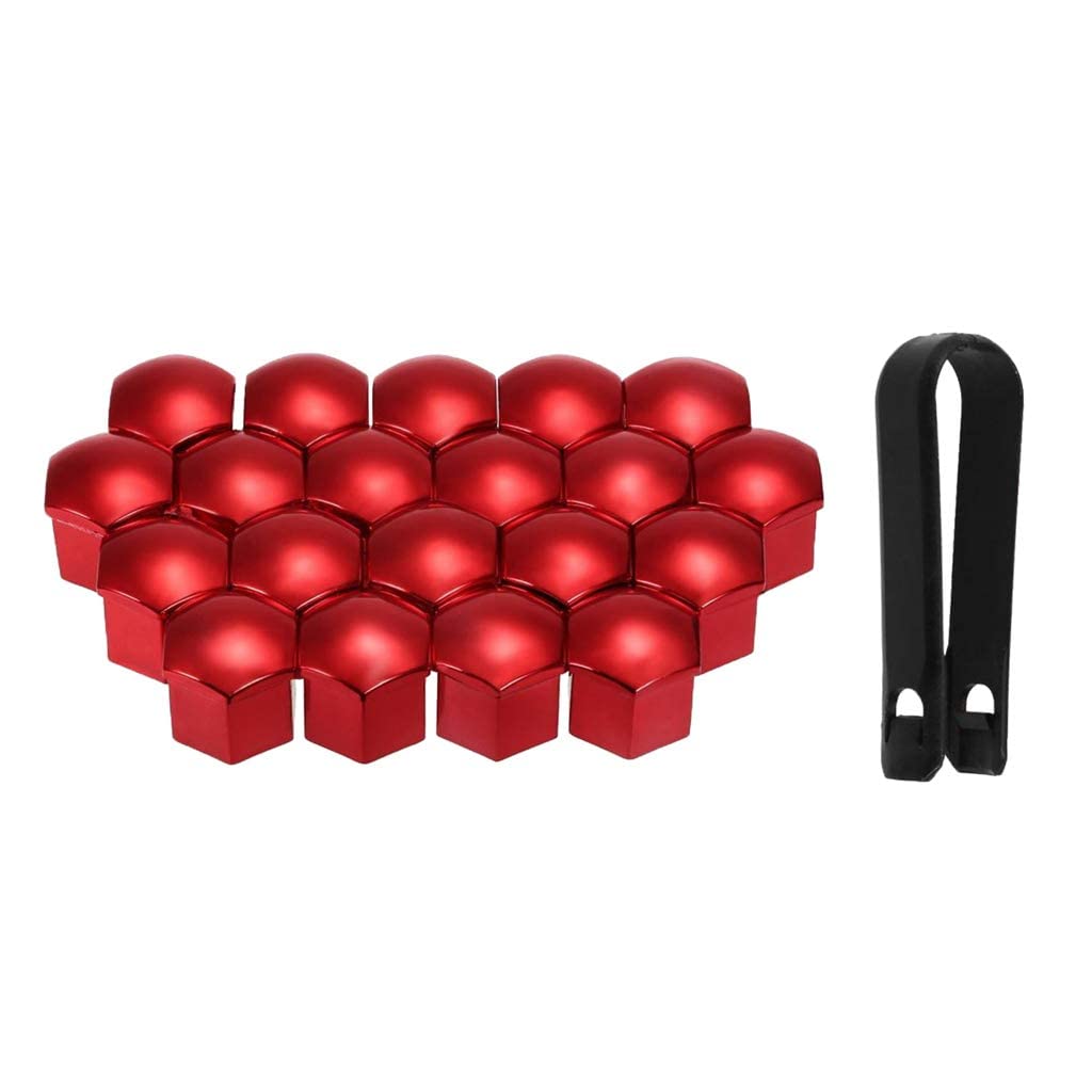 zalati 20 Stück Muttern Abdeckkappe Universal 17mm Radkappe mit Demontagewerkzeug - Rot zalati 20 Stück Muttern Abdeckkappe Universal 17mm Radkappe mit Demontagewerkzeug - Rot von zalati