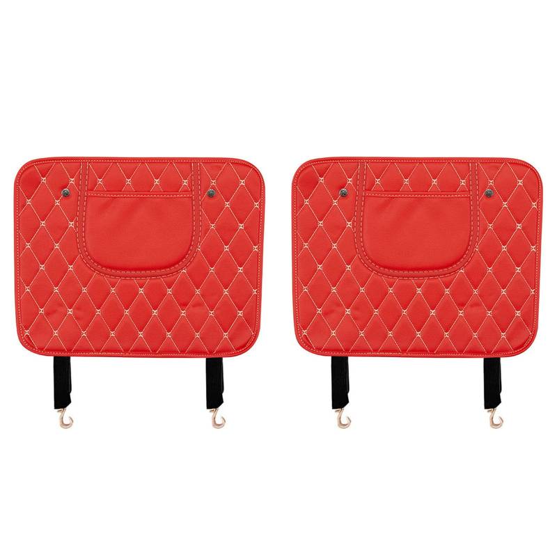 zhangbaoshun 2 Stück Auto Rückenlehnenschutz für MG 3 2010-2023 2024 2025,Wasserdichtes Leder,Anti Kick Pad,Rücksitz Organizer mit Aufbewahrungstaschen,Sitzschutz für Auto Rücklehne,E-Red-2PCS von zhangbaoshun