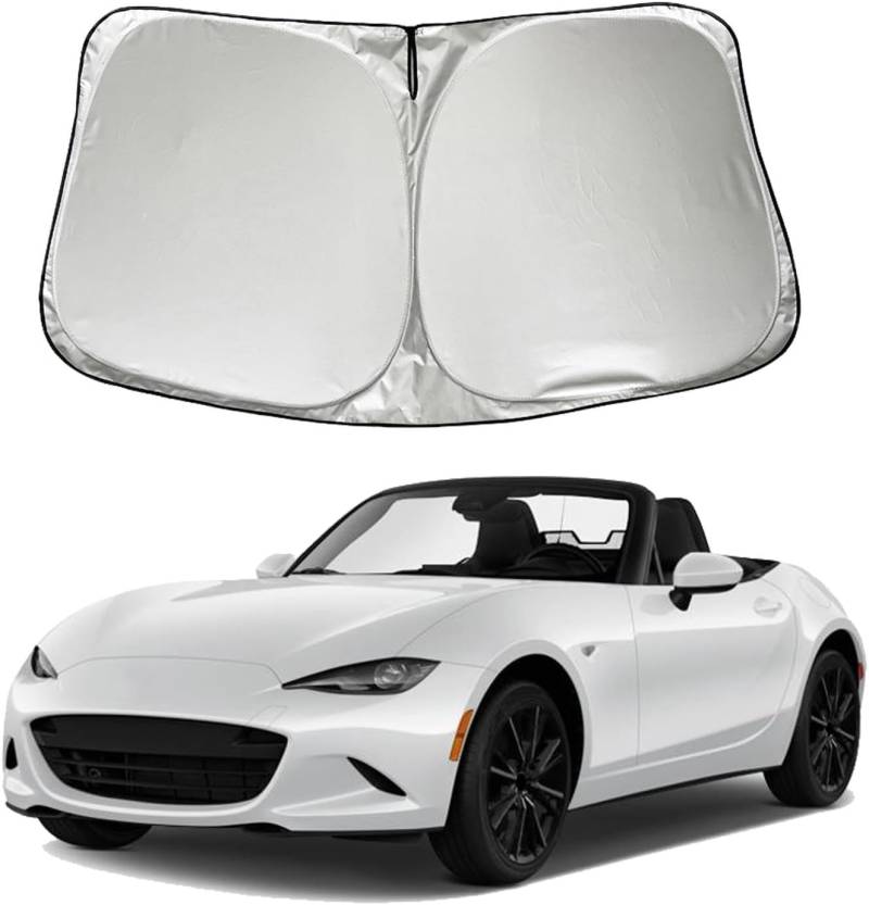 Für Mazda MX-5 Miata 2017-2015: Faltbar Sonnenschutz für die Windschutzscheibe - UV-Schutz & Sichtschutz Abdeckung für Fahrer und Beifahrer von zhangttt