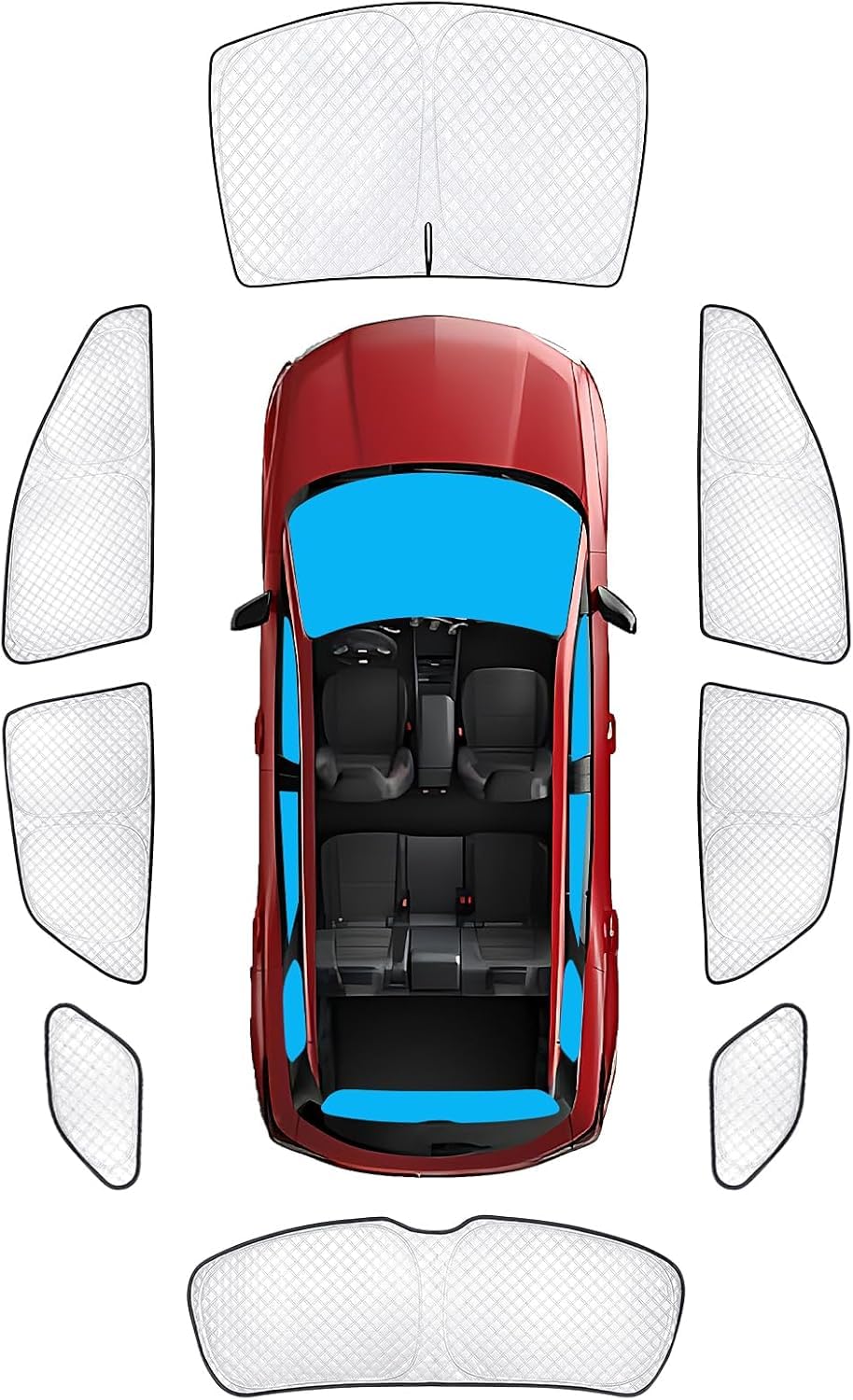 zhangttt 360 ° drehbarer faltbarer Sonnenschirm für Chevy Blazer EV 2024 (8 Stück) Autos - Universeller UV-/Hitzeschutz für Limousinen, LKWs & Vans von zhangttt
