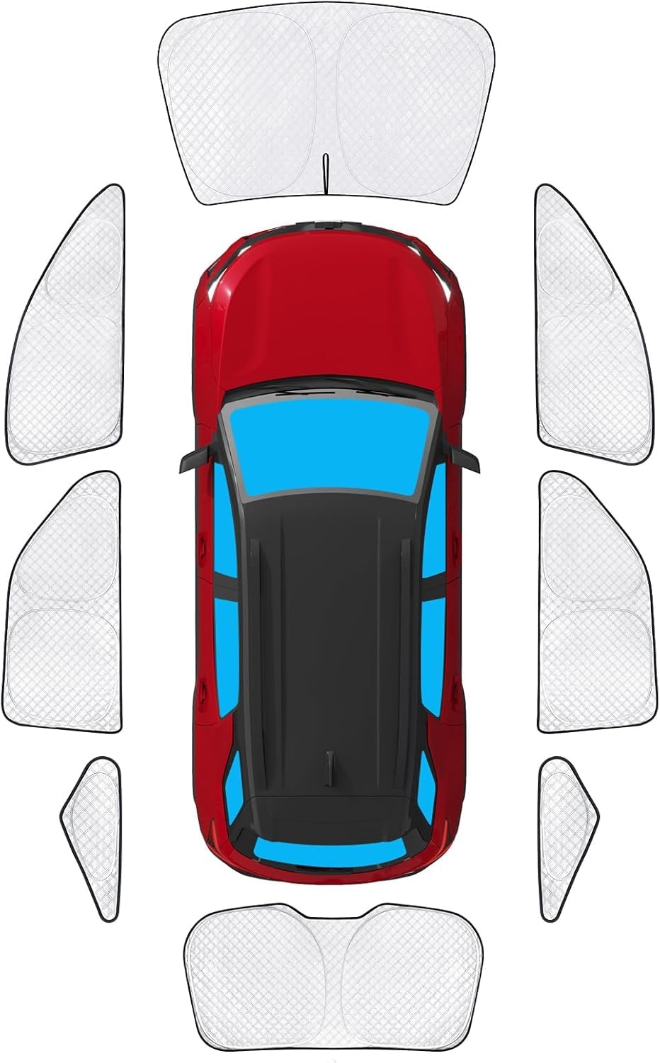 zhangttt 360 ° drehbarer faltbarer Sonnenschirm für Chevy Equinox 2010-2017 (8 Stück) Autos - Universeller UV-/Hitzeschutz für Limousinen, LKWs & Vans von zhangttt