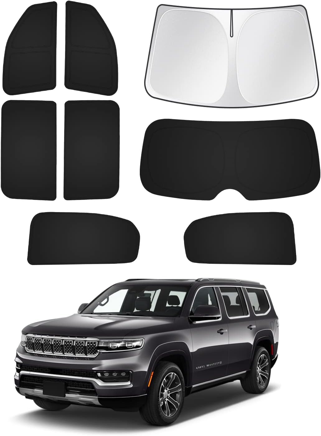 zhangttt 360° drehbarer faltbarer Sonnenschirm für Jeep Grand Wagoneer 2022-heute(8 Stück) Autos - Universeller UV-/Hitzeschutz für Limousinen, LKWs & Vans von zhangttt