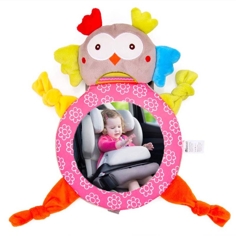 Tierförmiger Baby Autospiegel - Rücksitzspiegel Babyschalenspiegel Kompatibel mit Meisten Babyspielzeug (Eule) von zhbotaolang