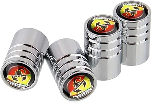 4 Stück Auto Aluminium Ventilkappen Staubschutz ventildeckel mit Dichtungsring, für Abarth Logo 595 500 695 FIAT 131 124 Punto 1000 204A Gummidichtung Rad Reifen Dekoration Zubehör von zingking